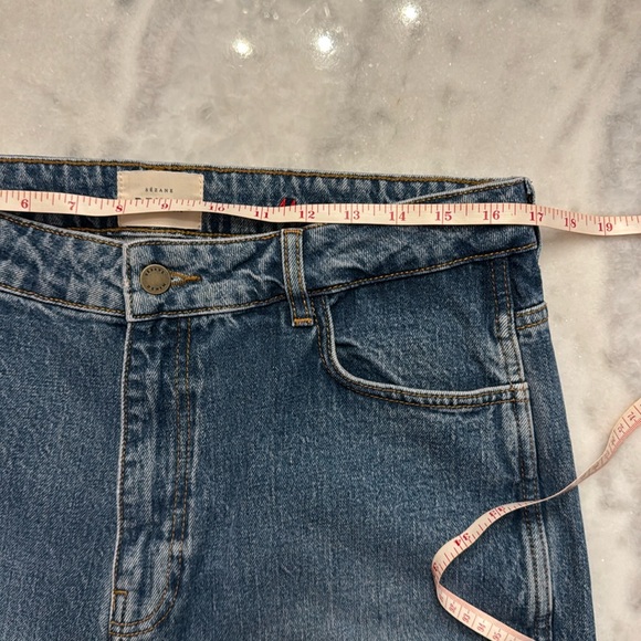 SEZANE L'ICONIQUE DROIT TROUSERS Blue Straight Leg Timeless Style 34” waistUS 12 - Picture 7 of 16